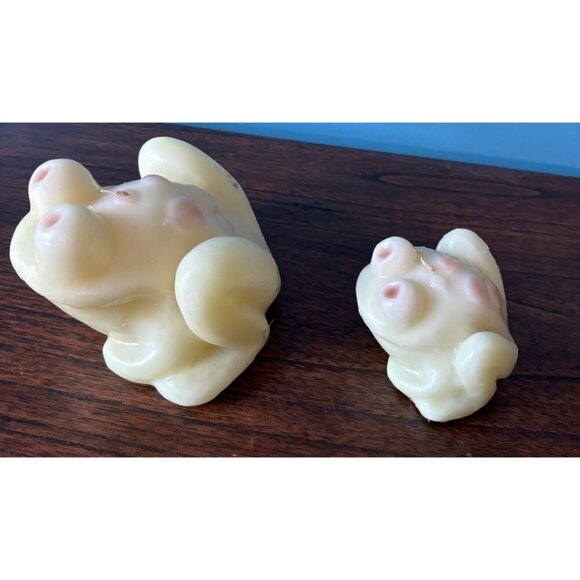 2 Vtg Adorable Frog Shaped Wax Candle Set Ivory - Picture 2 of 5